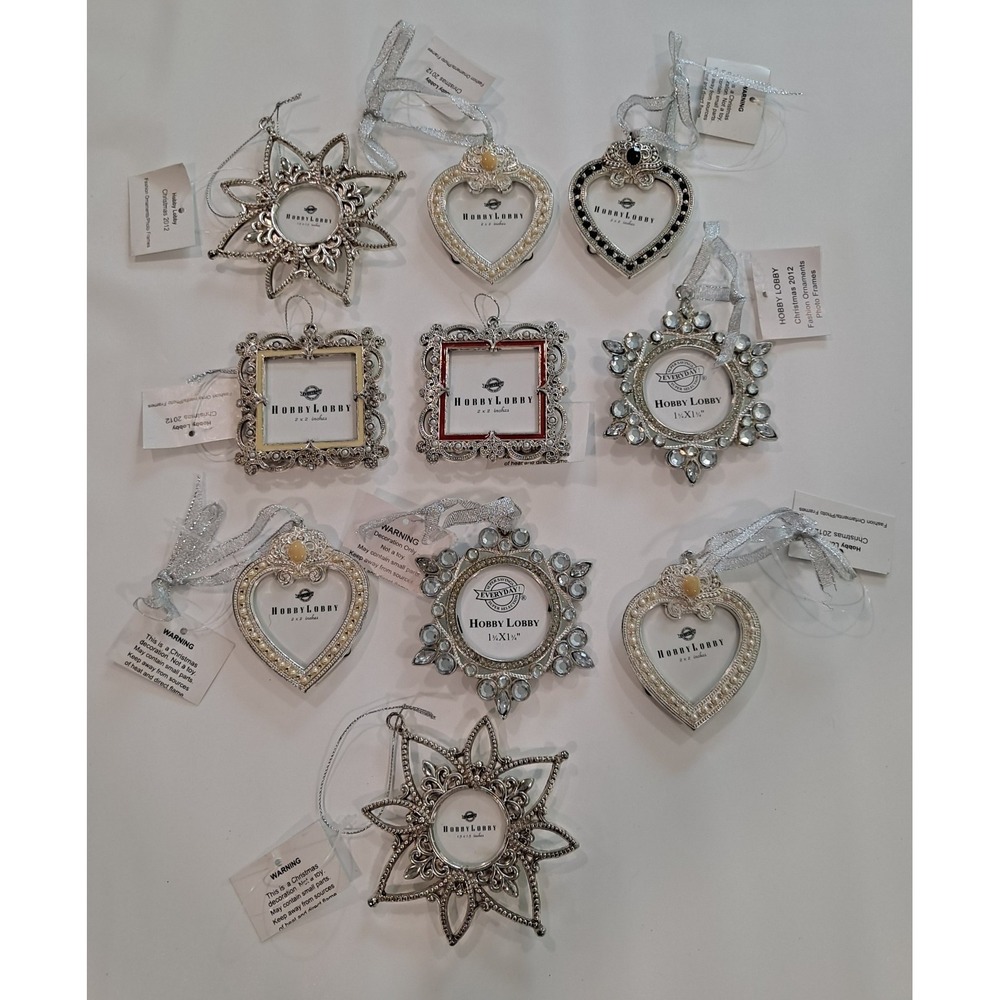 New Hobby Lobby Set Of 10 Metal Photo Frame Christmas Ornaments